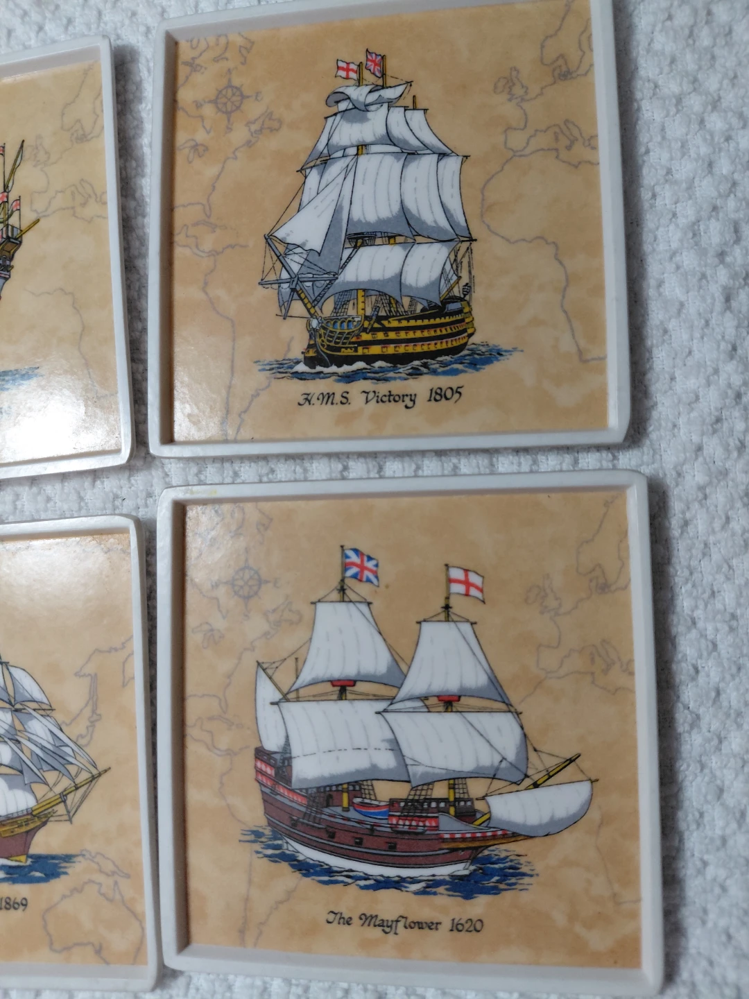Set of 4 Vintage Ornamin Ship Coasters - photo 4