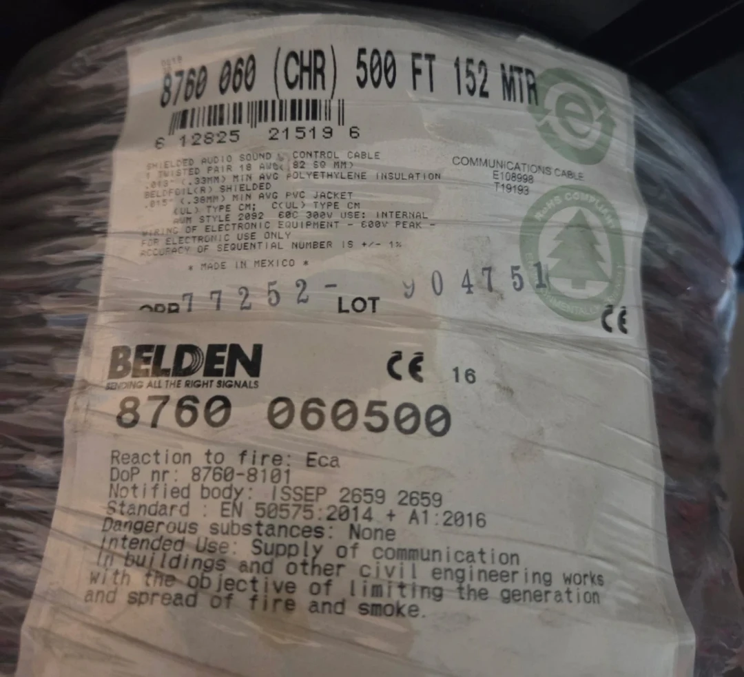 Belden 8760 Audio Control Cable 500ft Spool