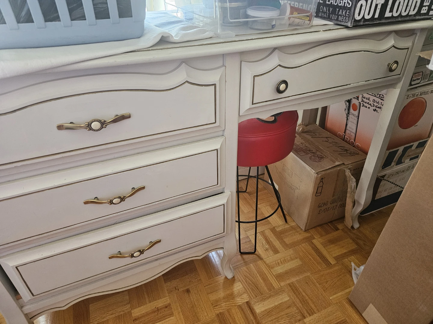 White Vanity Desk with Drawers