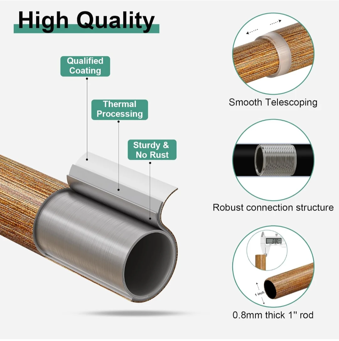 Adjustable Heavy Duty Curtain Rod Set - photo 2