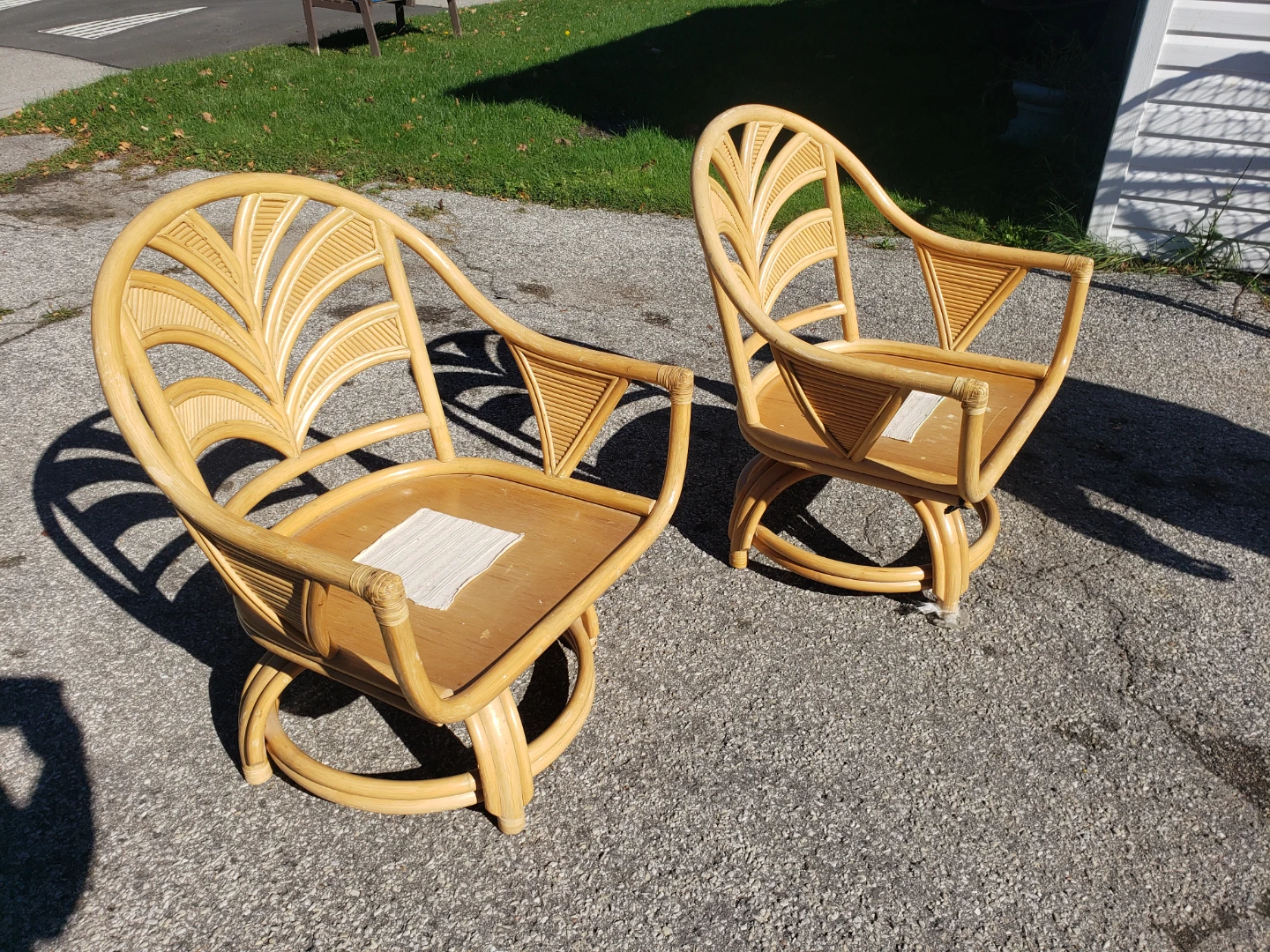 Vintage Rattan Swivel Chairs