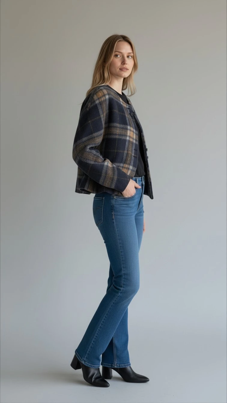 Women's Plaid Wool-Blend Jacket - photo 3