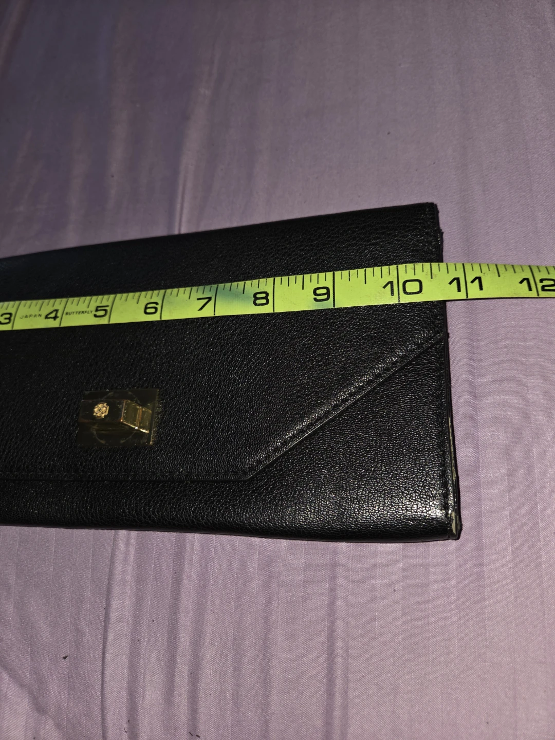 Leather & Gold-Lined Clutch Purse w/ Twist-Close Hardware - photo 3