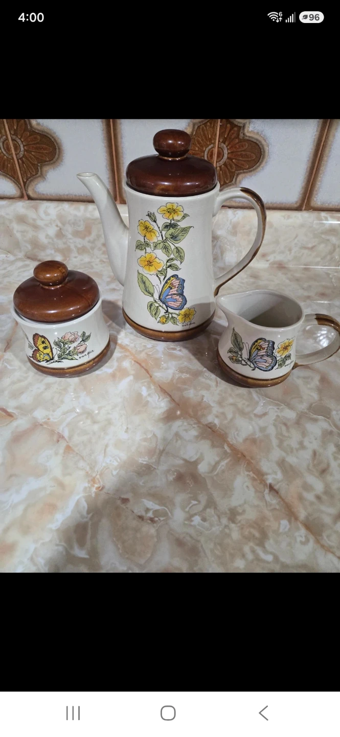 Vintage 1979 Alice Butterfly Coffee Service Set. Made In Japan.