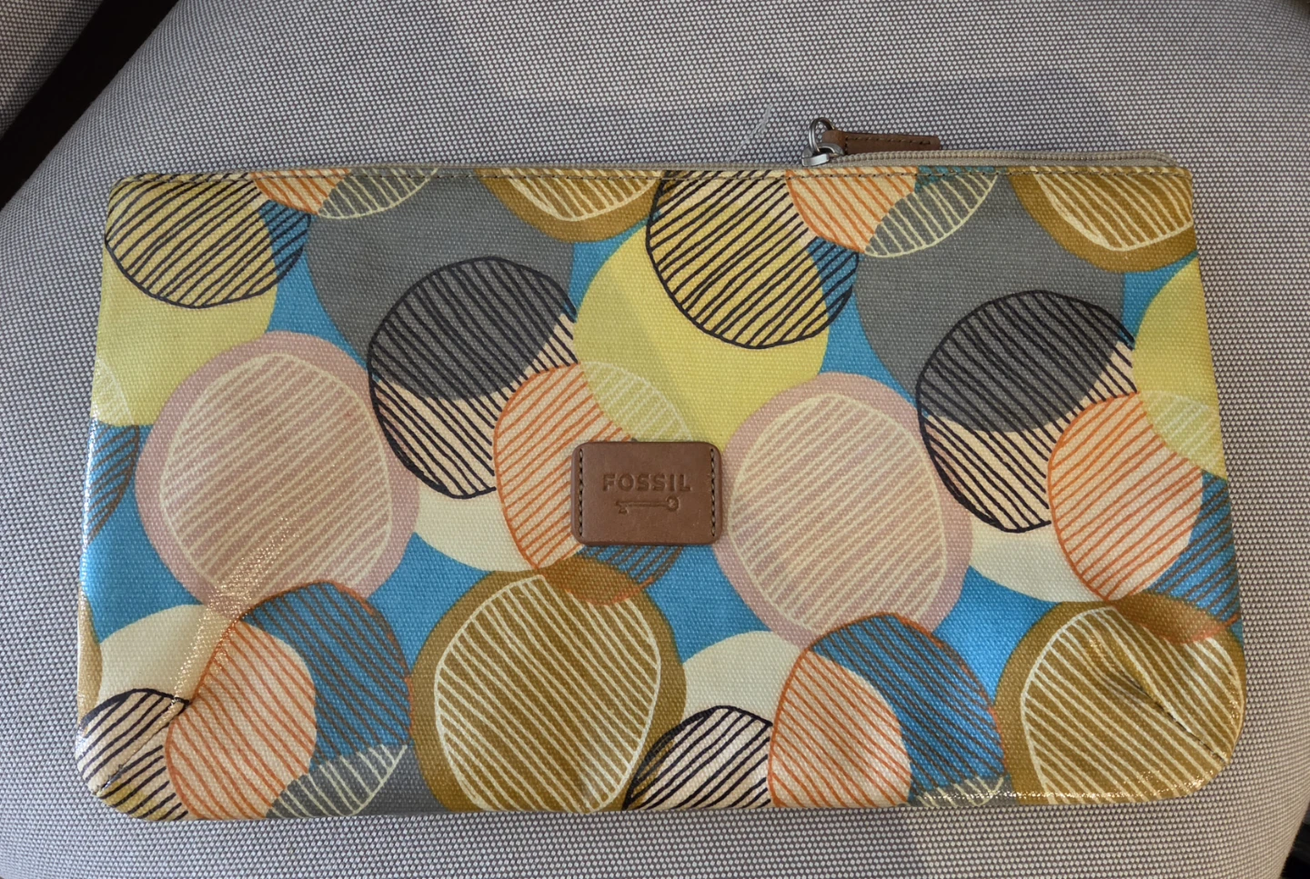Fossil Geometric Pattern Zippered Pouch