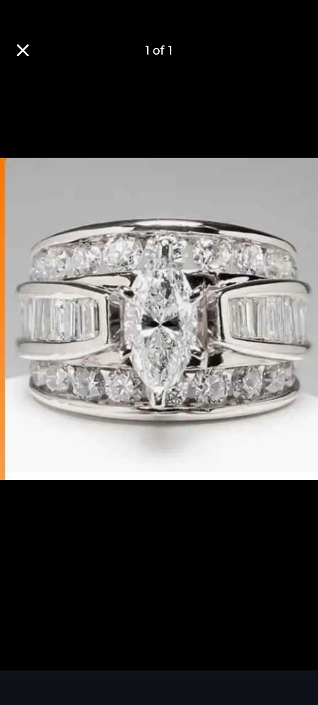 Marquise  silver Cubic zirconia ring  size 7 brand new