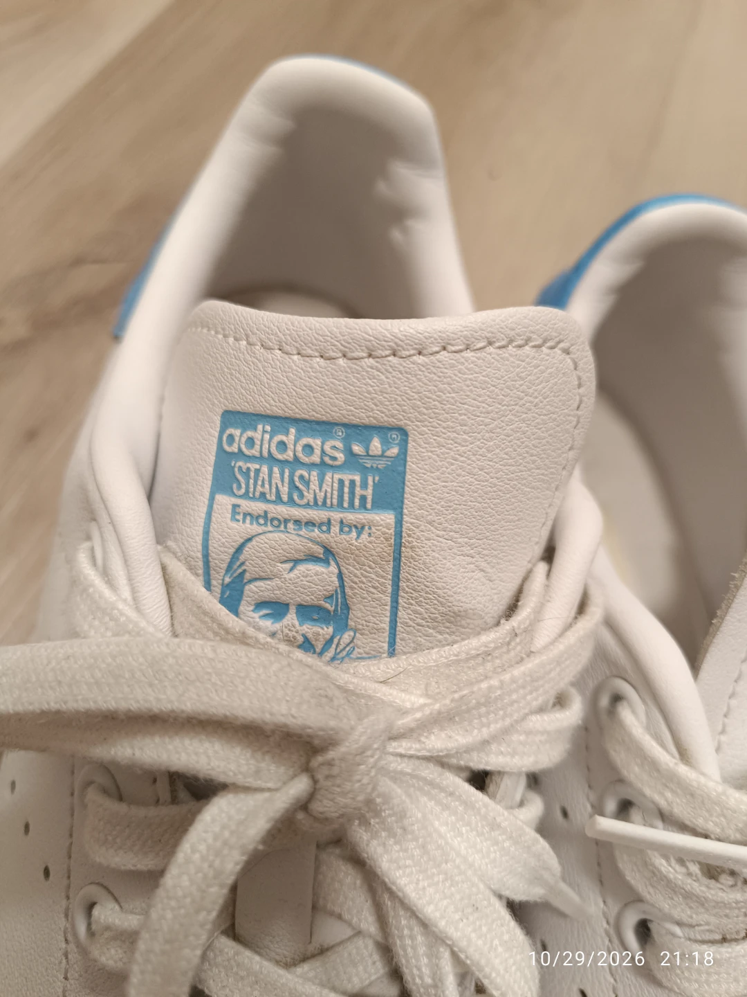 Adidas Stan Smith White and Blue Sneakers - photo 3