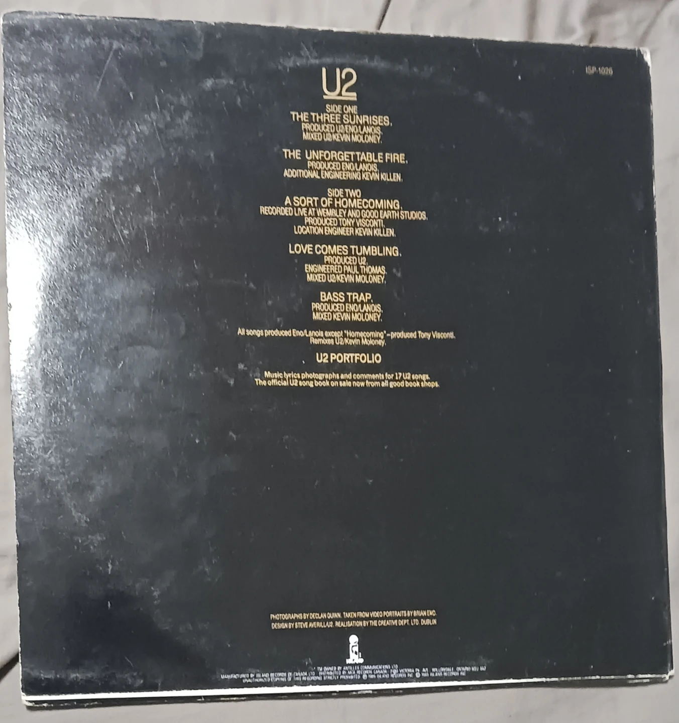 U2 The Unforgettable Fire Vinyl Record - photo 2