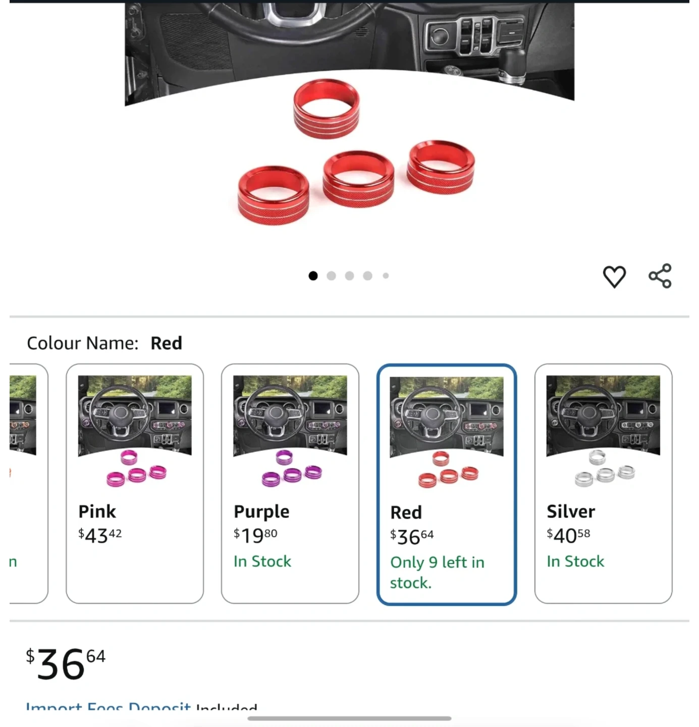 Red Aluminum Interior Knob Covers for Jeep - photo 5