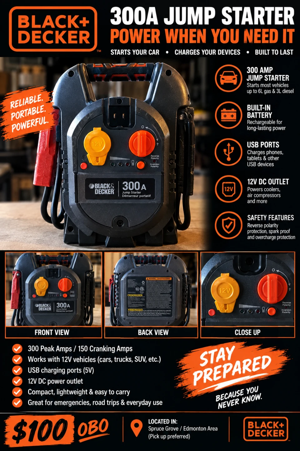 Black & Decker 300A Portable Jump Starter