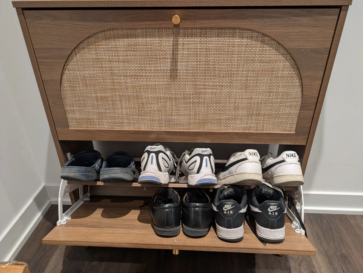 Rattan Slim shoe cabinet for entryway - photo 2