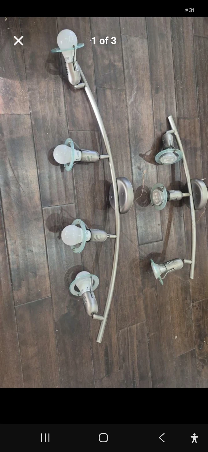 Two Brushed Nickel Ceiling Track Light Fixtures - photo 3
