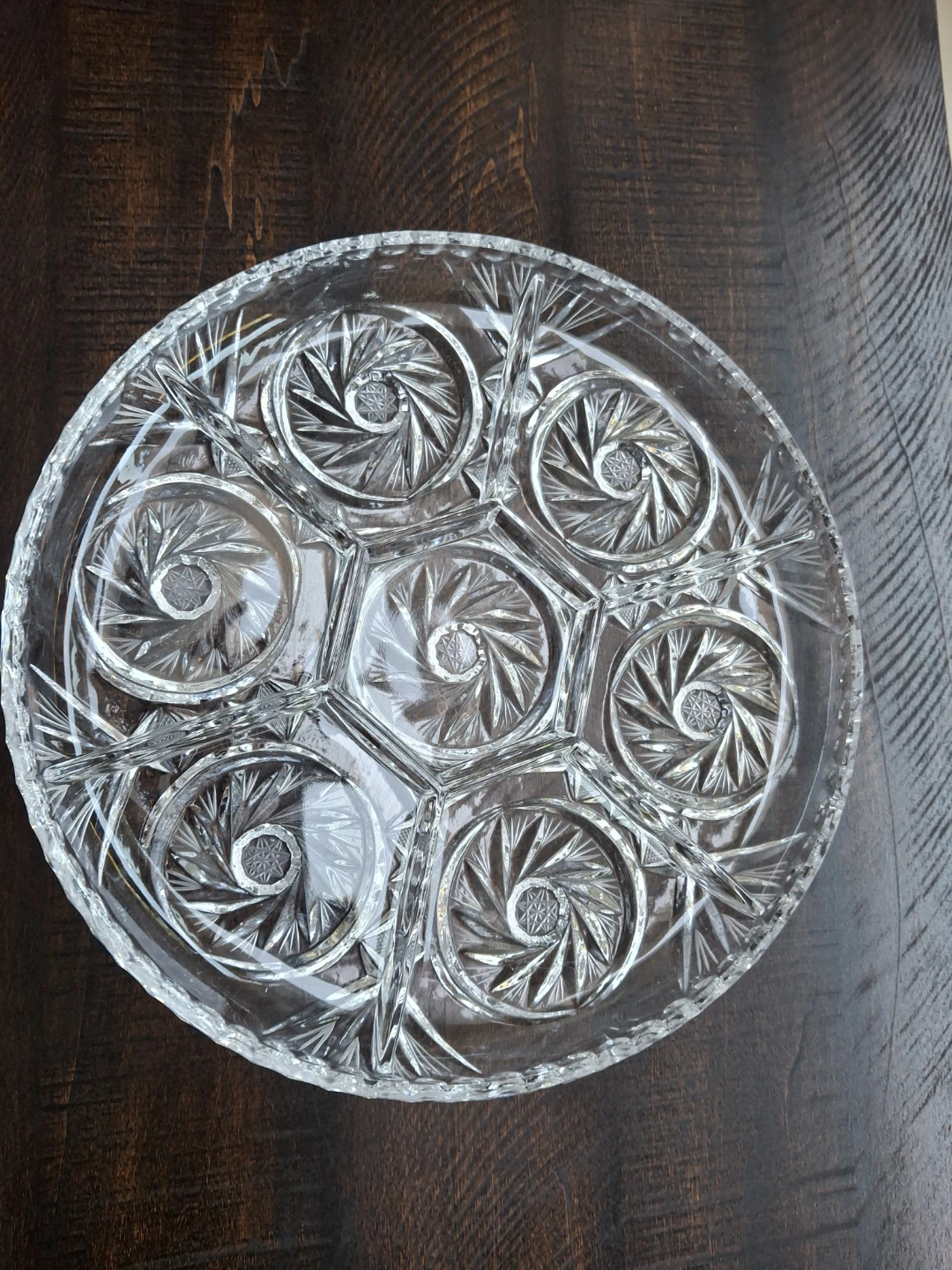 Heavy glass cheese plate.
