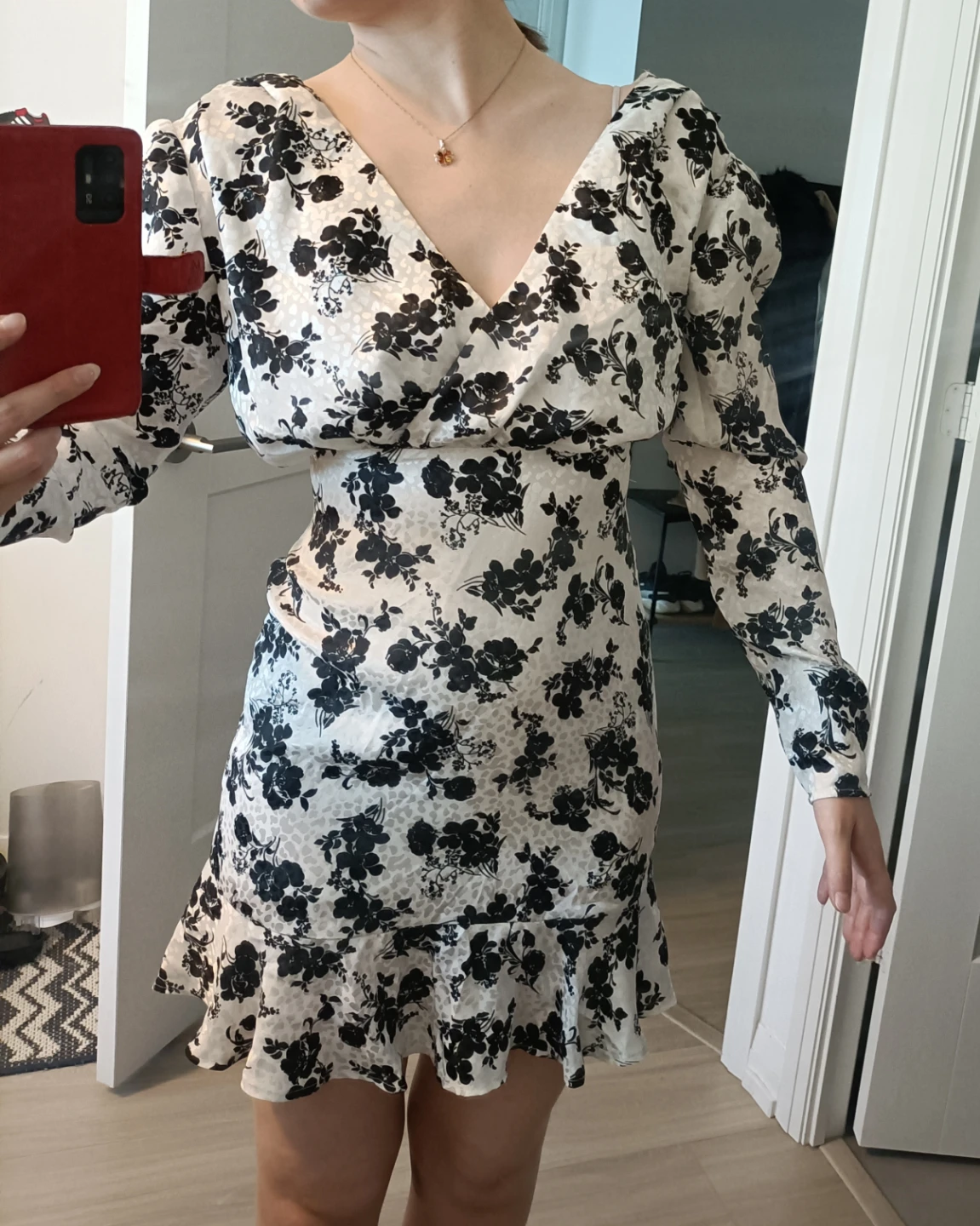 Guess Black and white floral mini dress