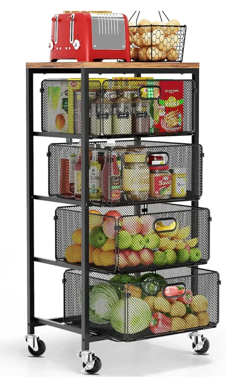 Goovilla 4-Tier Metal Rolling Storage Cart
