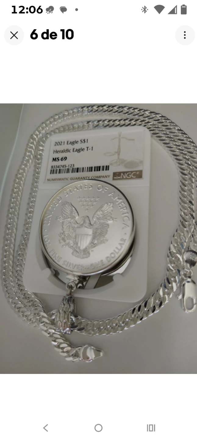 2021 American Silver Eagle Coin Pendant Necklace