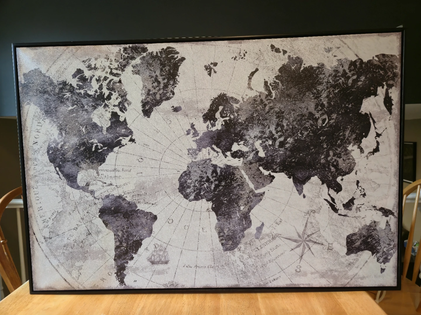 Vintage World Map Framed Wall Art – 37" x 24.5 - photo 4