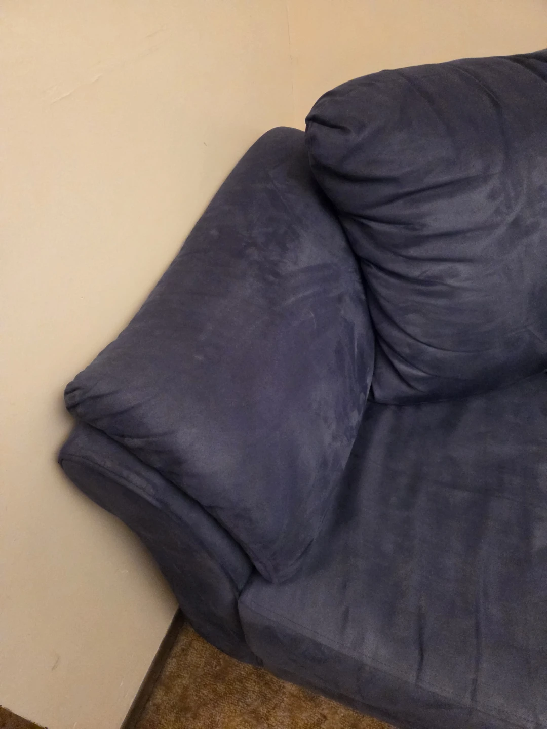 Dark Blue Suede Couch Delivery Available - photo 5