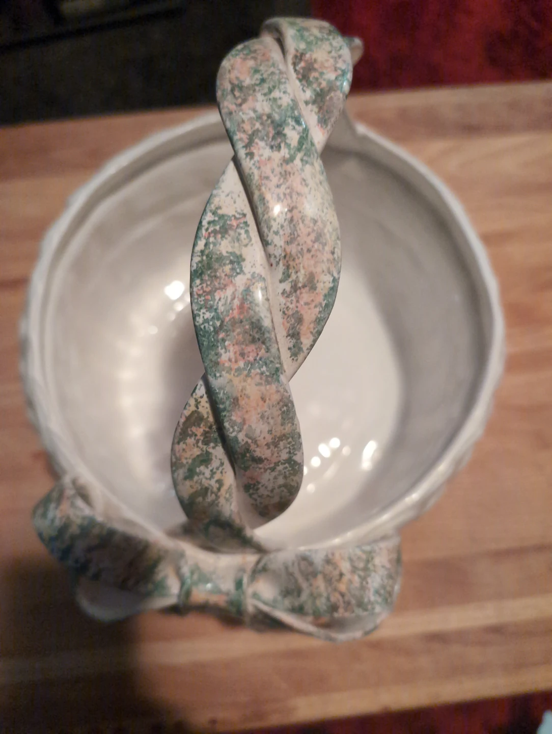 Ceramic Decorative Basket with Bow Handle - photo 2