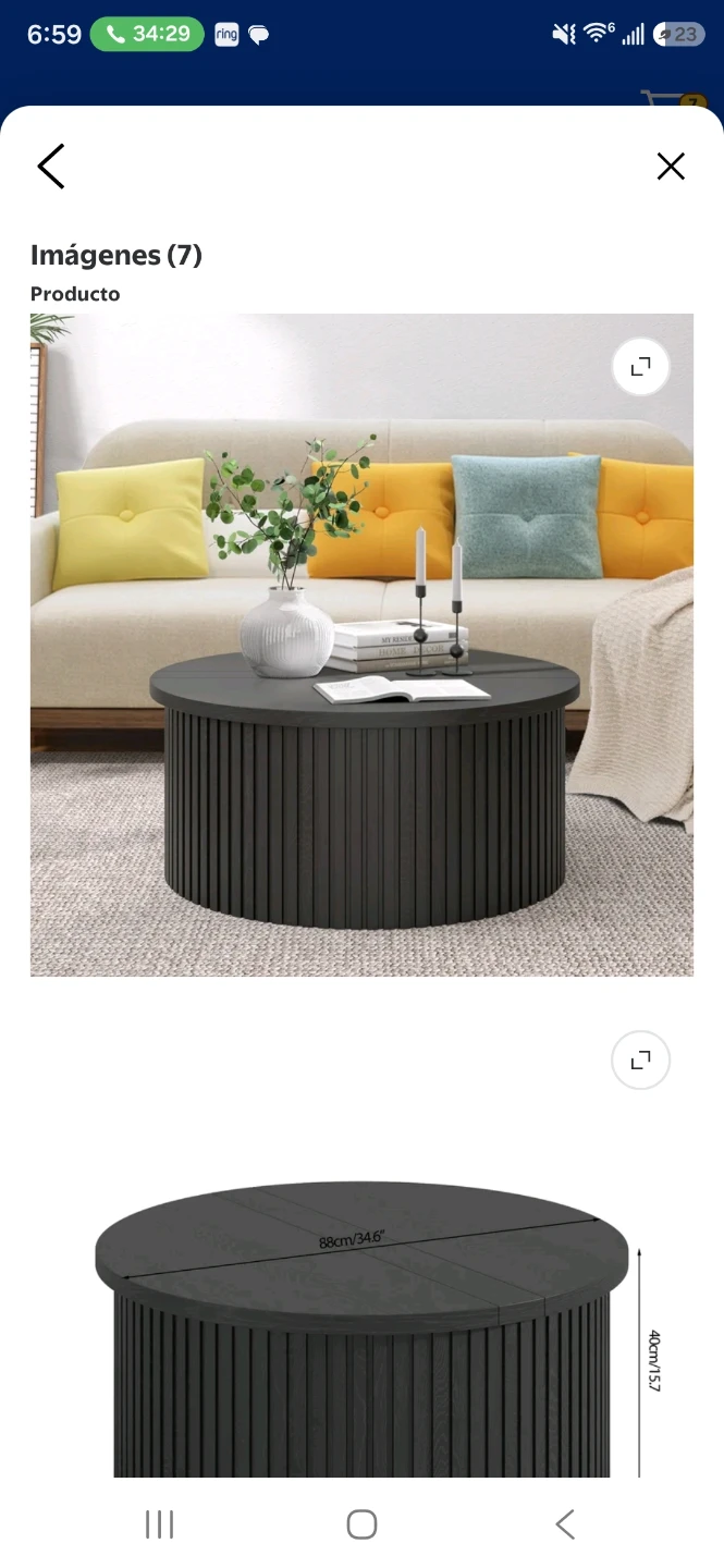 Black Round Lift-Top Coffee Table