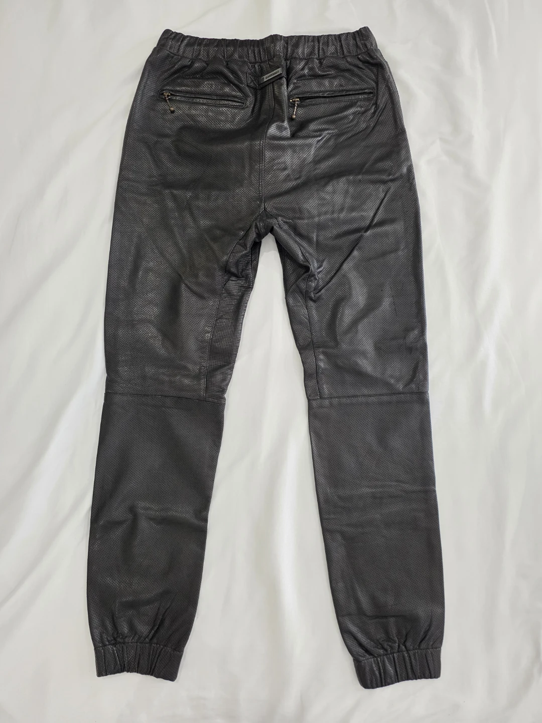 Black Perforated Leather Joggers - photo 2