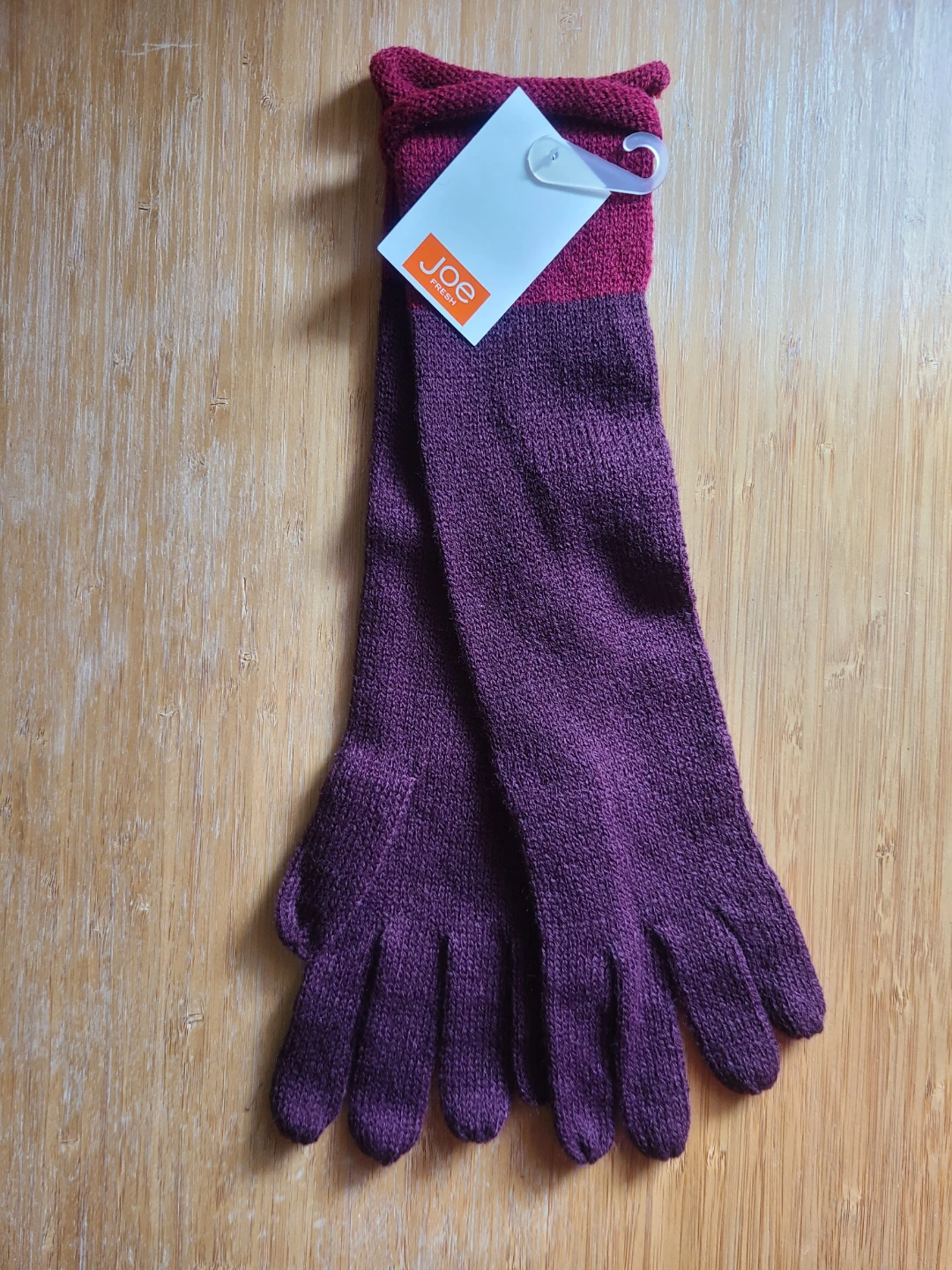 Joe Fresh Elbow Long Two-Tone Knit Gloves