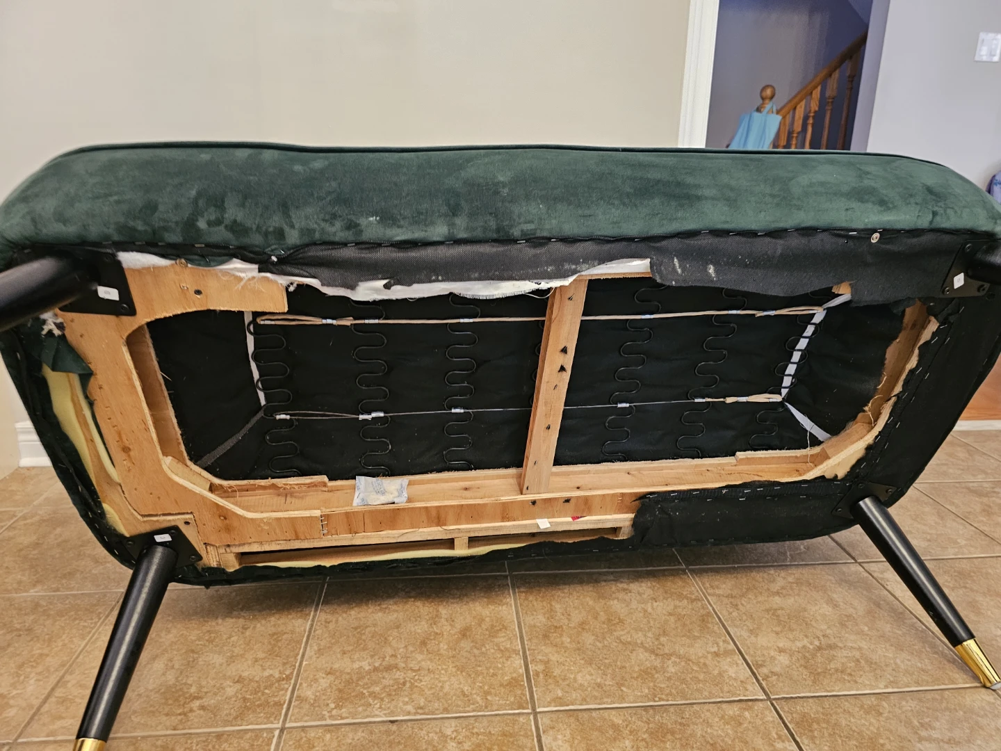 Dark Green Velvet Settee - photo 4
