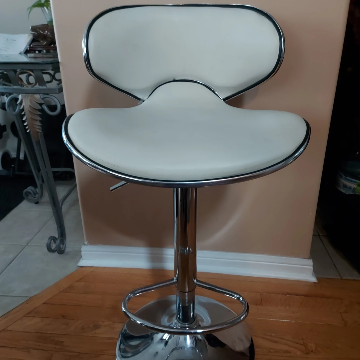 3 White Adjustable Bar Stool