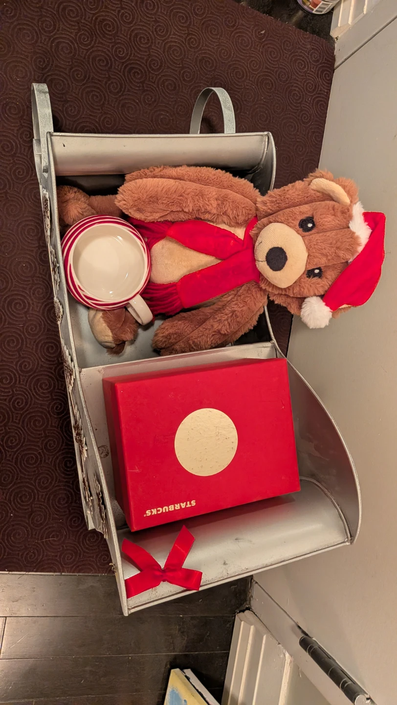 Metal Sleigh, Starbucks Mug, Teddy Bear - photo 2