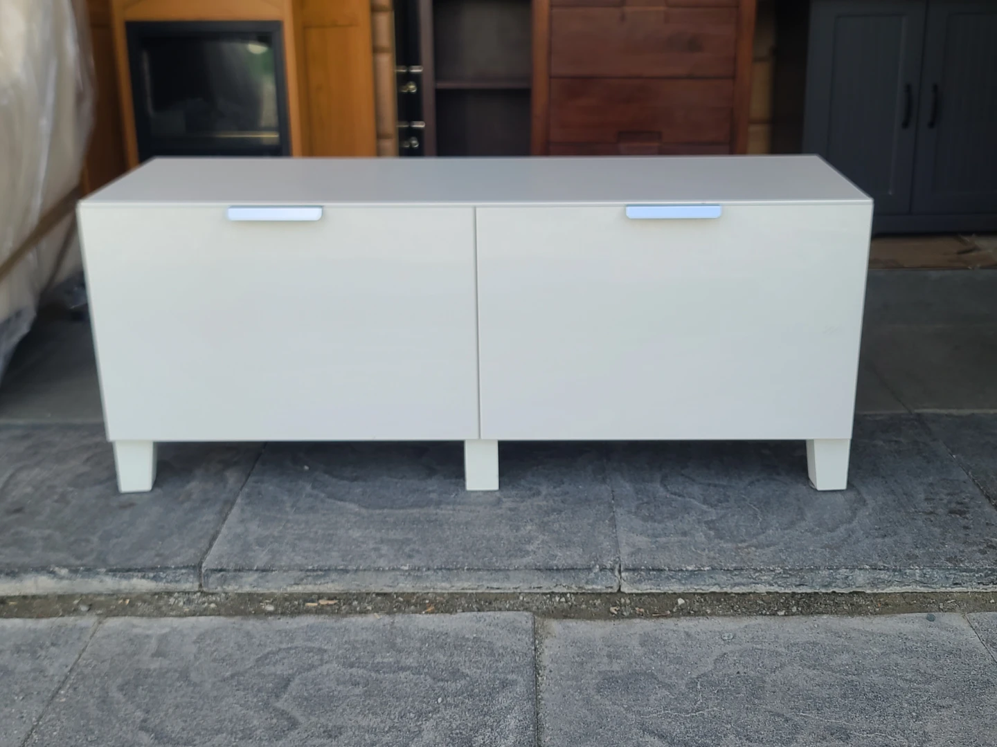 White TV Stand with Drawers
