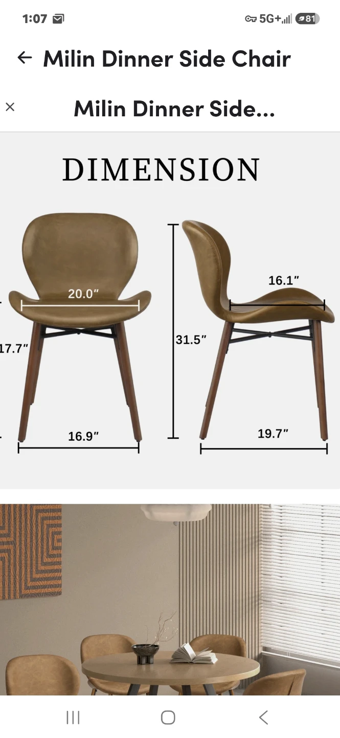 Mid-Century Modern Brown Faux Leather Dining Chairs - Set of 2