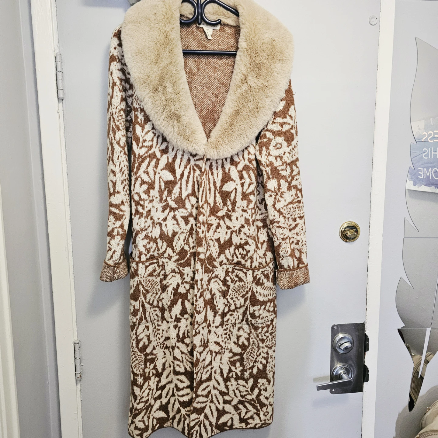 Happily Grey Faux Fur Collar Cardigan
