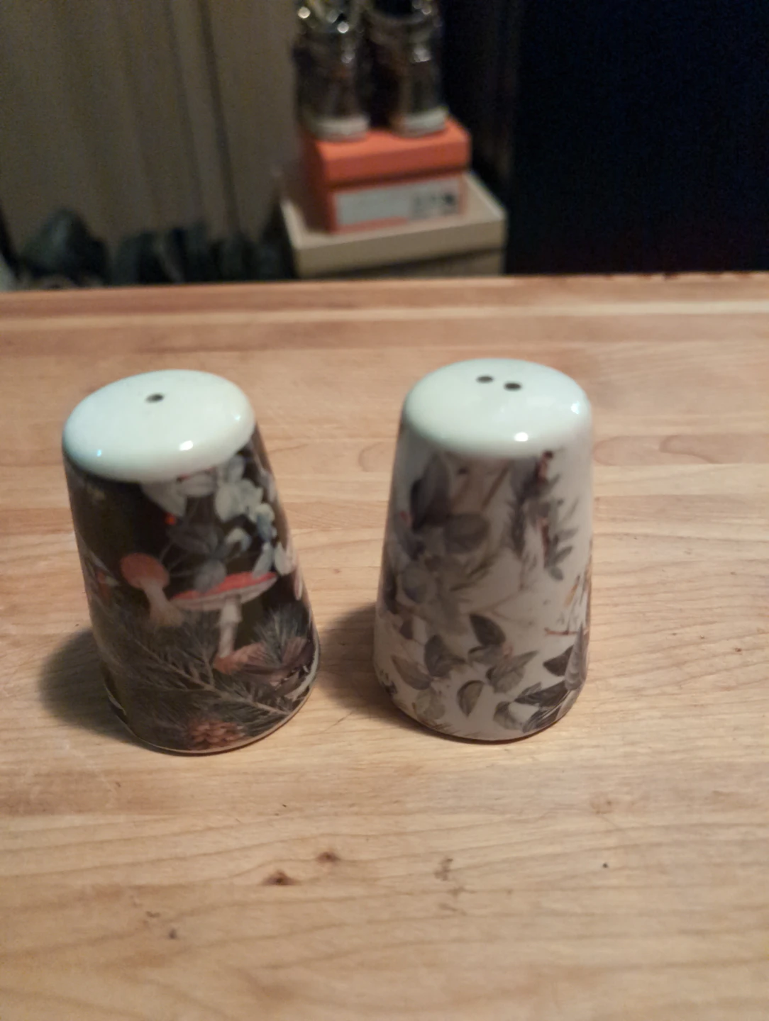 Mushroom and Floral Salt and Pepper Shakers