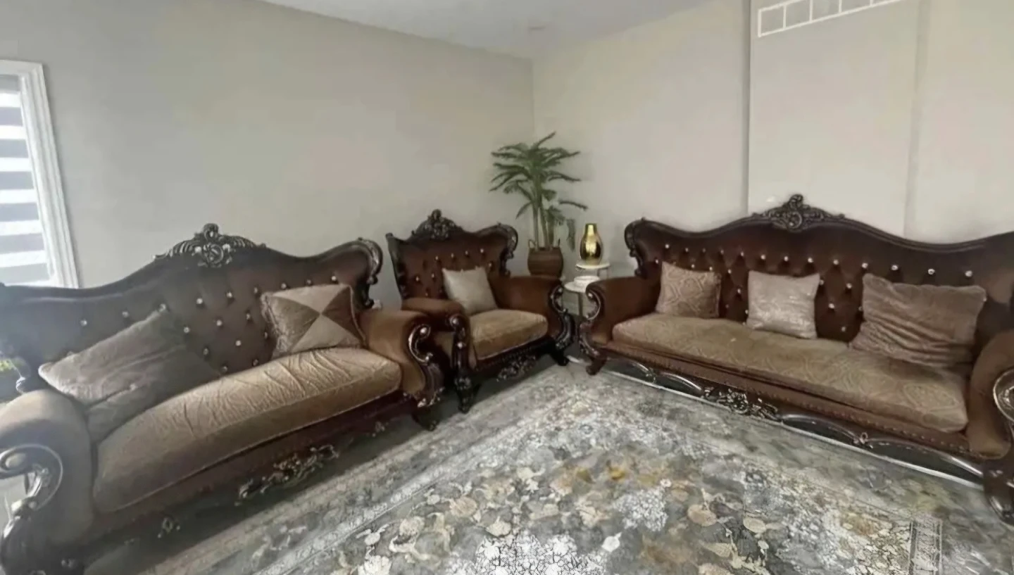 Classic Brown Tufted Sofa Set