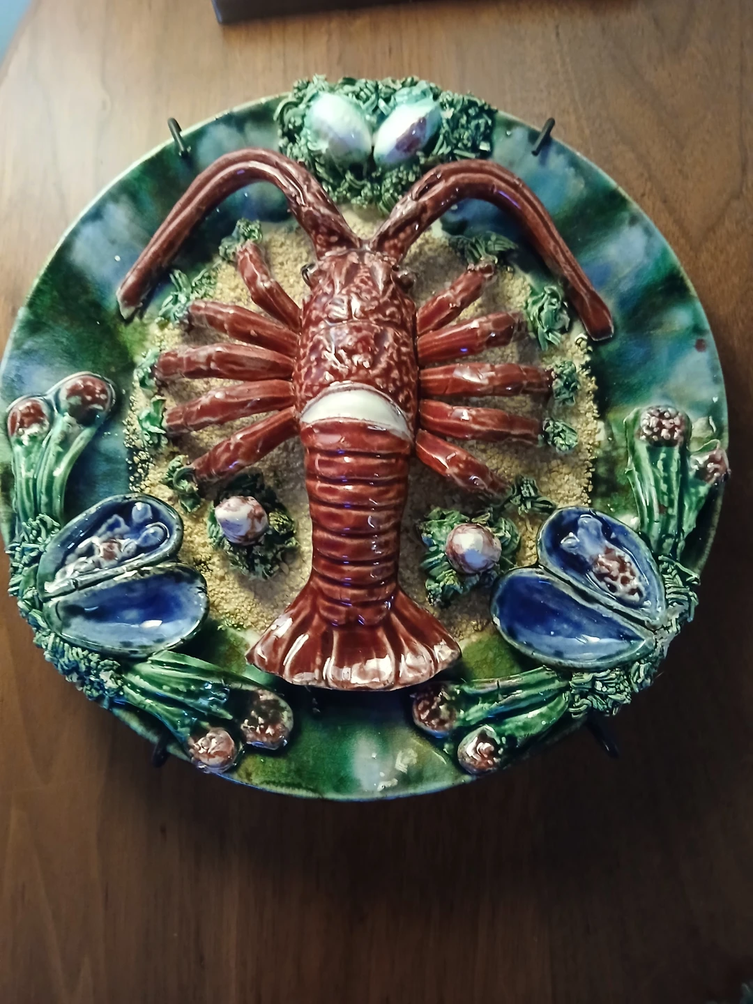 Vintage Majolica Style Seafood Wall Plate