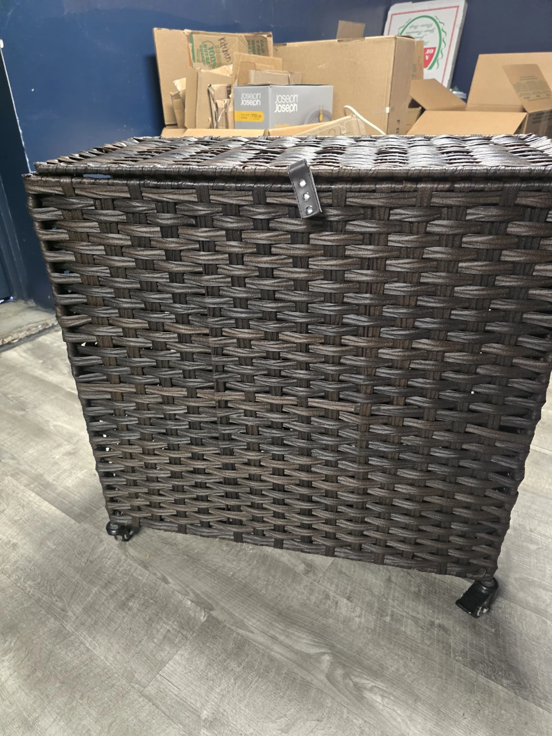 Wicker Storage Hamper with Wheels