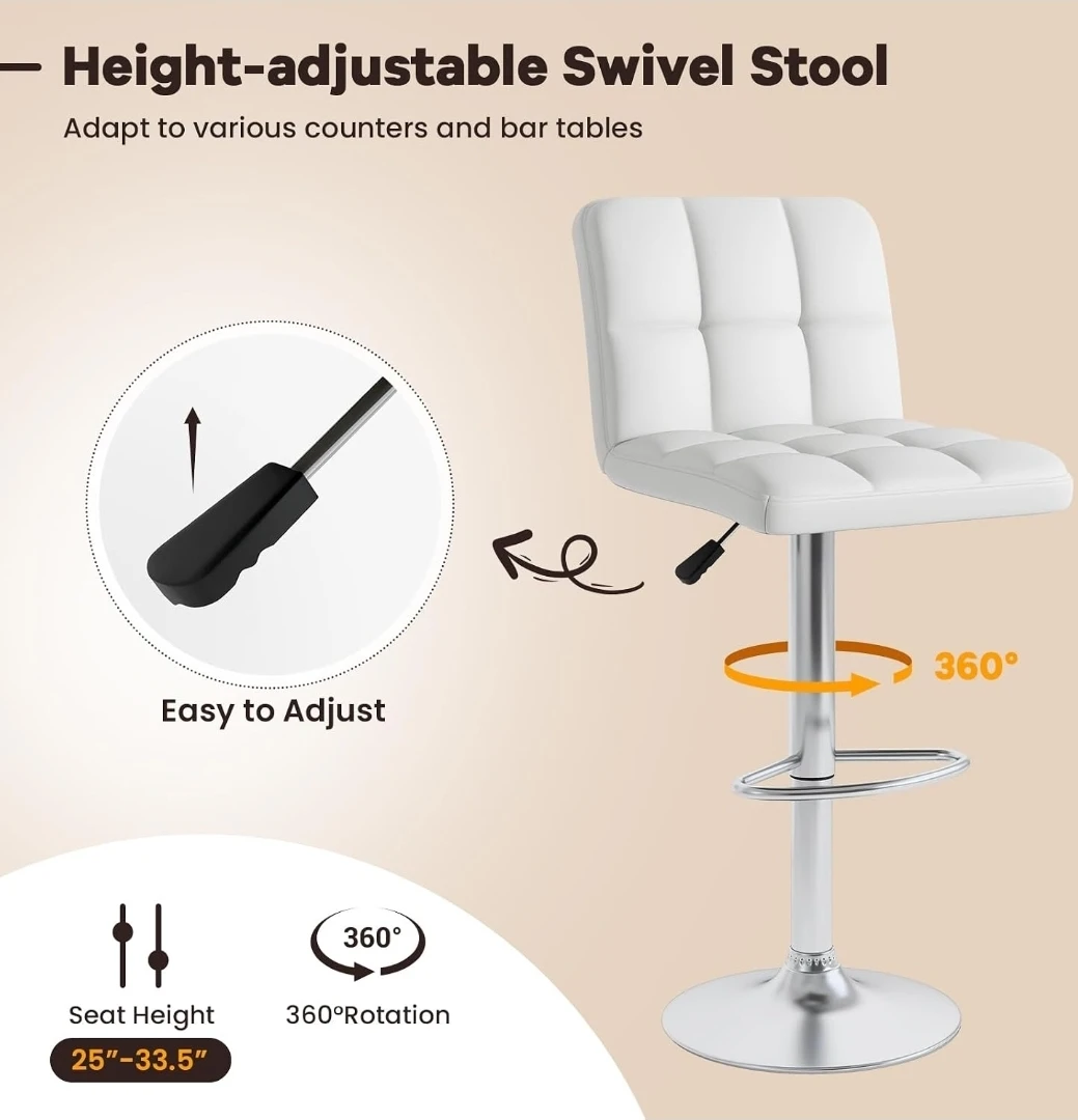 Height-Adjustable Swivel Bar Stool - photo 5