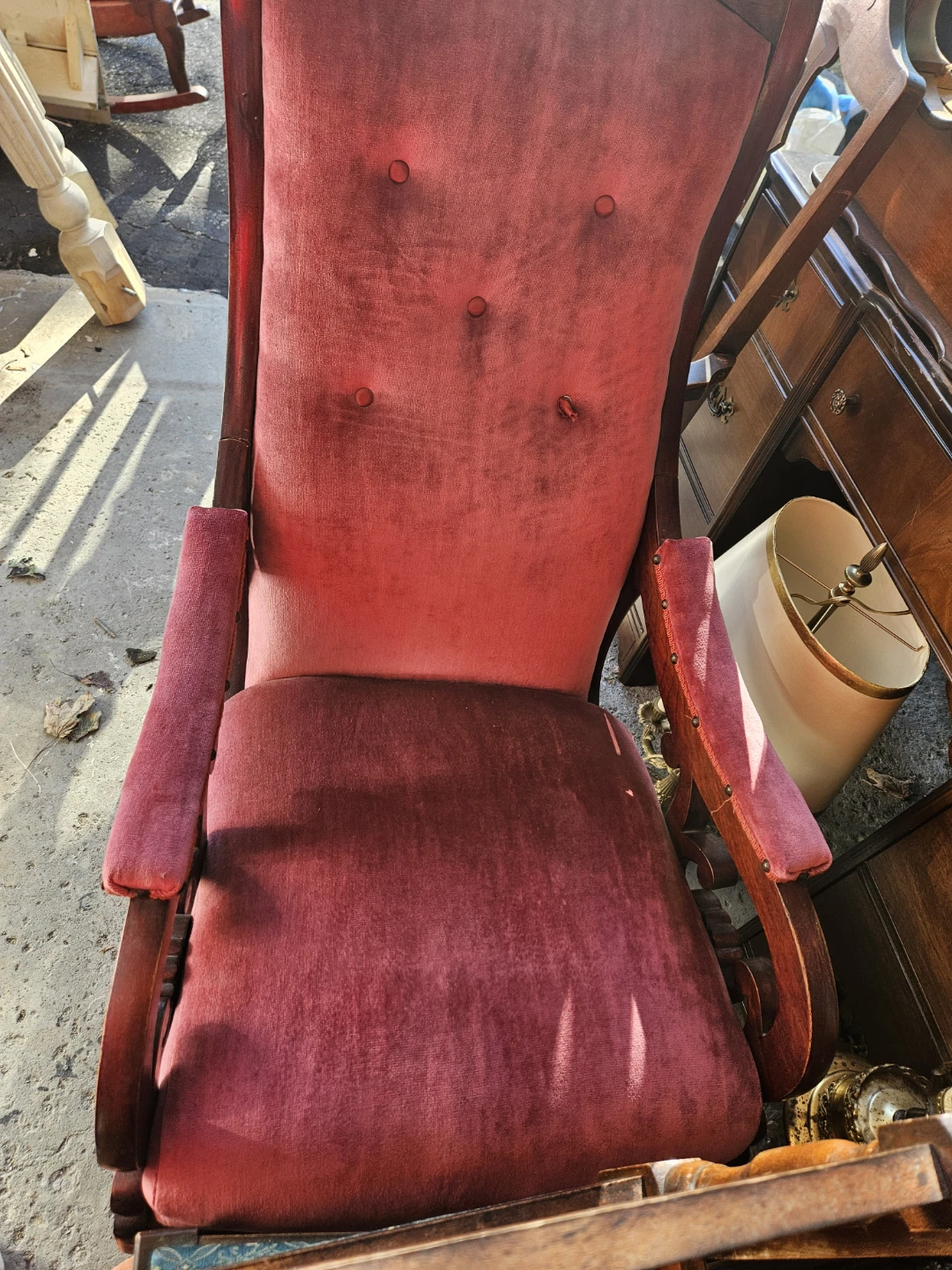 Vintage Velvet Rocking Chair - photo 2