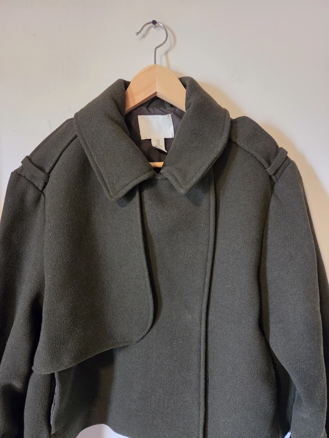 H&M Olive Cropped Wool-Blend Jacket - photo 2