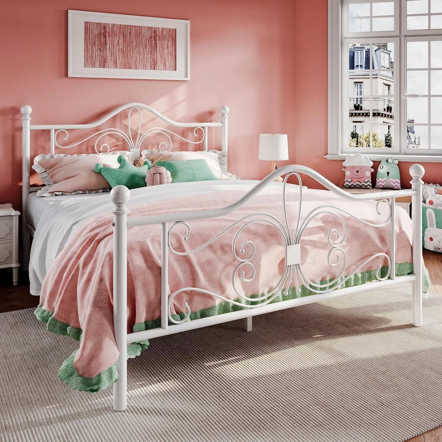 BNIB White Metal Queen Size Bed Frame