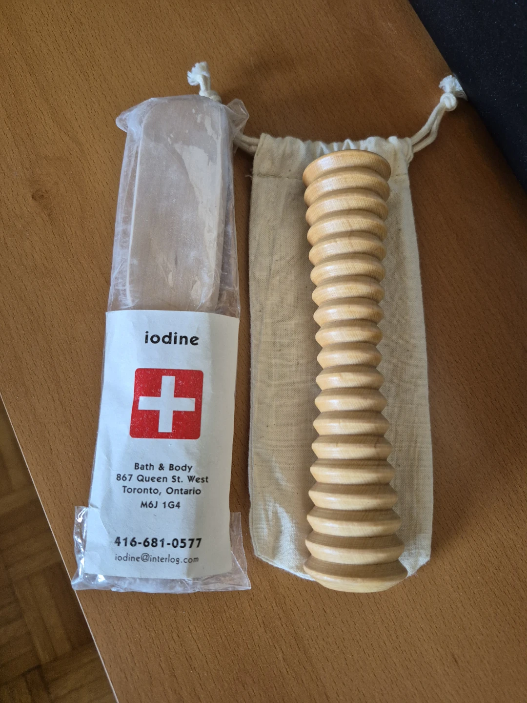 Foot Roller / Massager + Pumice Stone : Wood : NEW : Foot Care