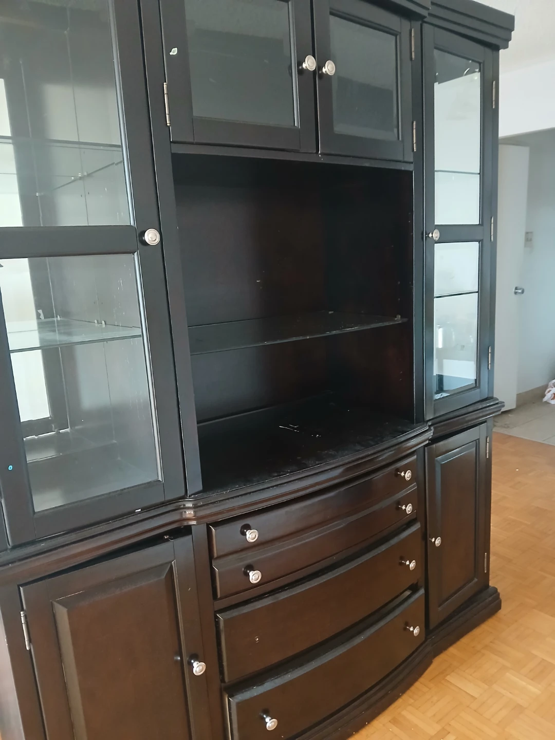 Black Wooden Display Cabinet with Storage - photo 2