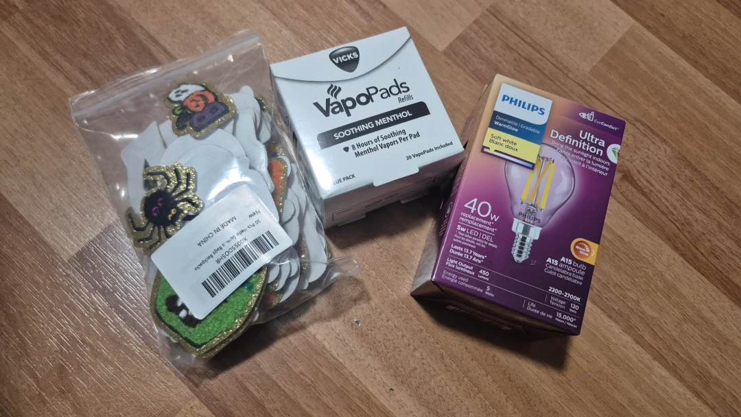 Household Items: Vicks, Philips Bulb, Halloween Patches