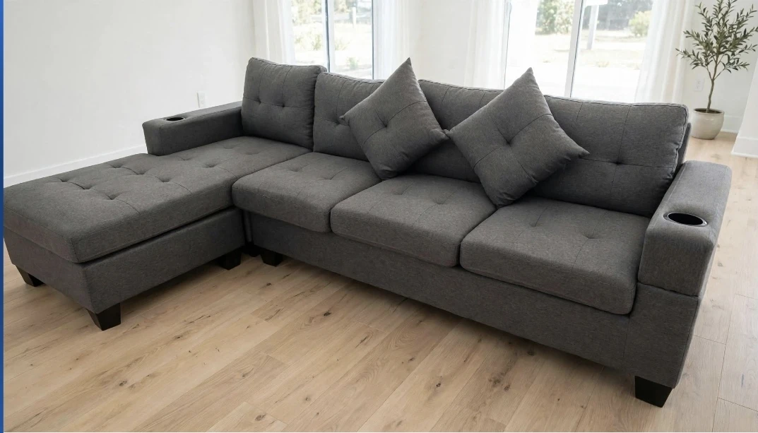 NEW gray sectional Just assembled for photos