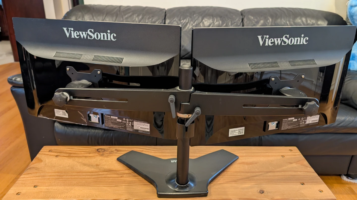 23" Dual ViewSonic Monitors with Desk Mount Stand