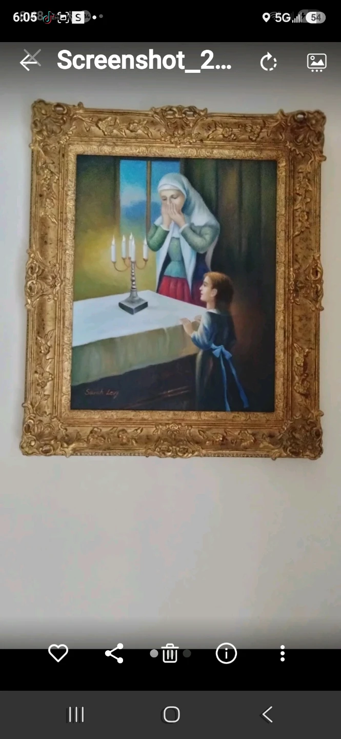 Sarah Levy Shabbos Candles Oil Painting