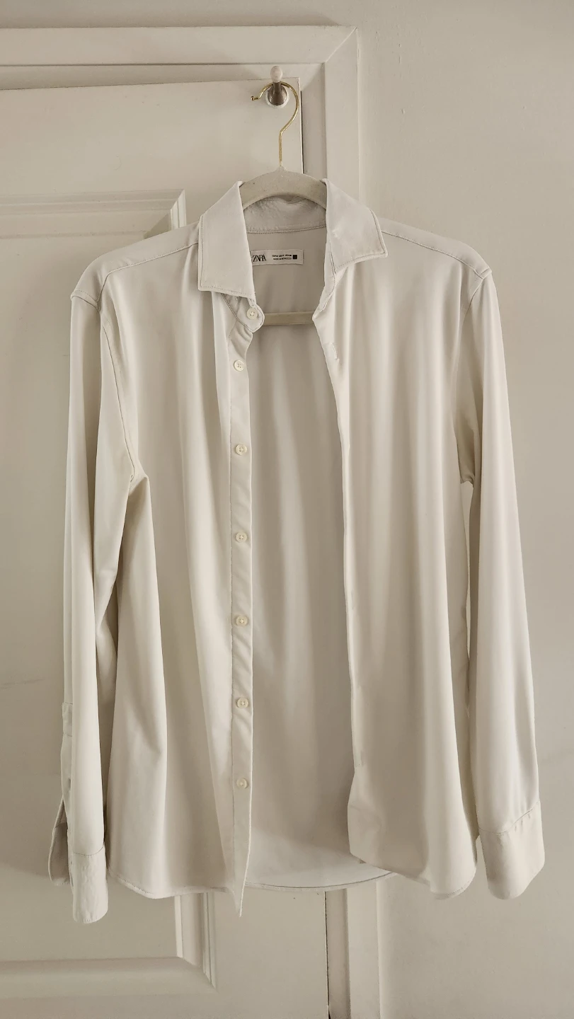 Zara Men's White Long Sleeve Shirt