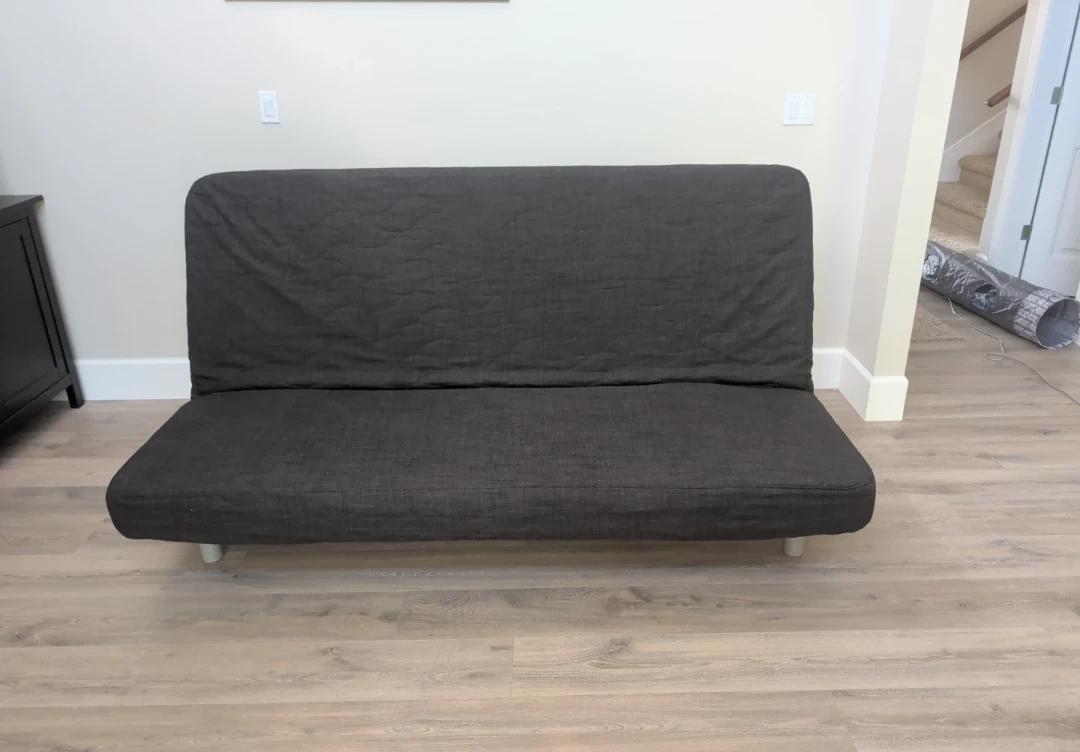 IKEA Futon / Sofa Bed + Charcoal Gray Cover (BEDDINGE / NYHAMN)