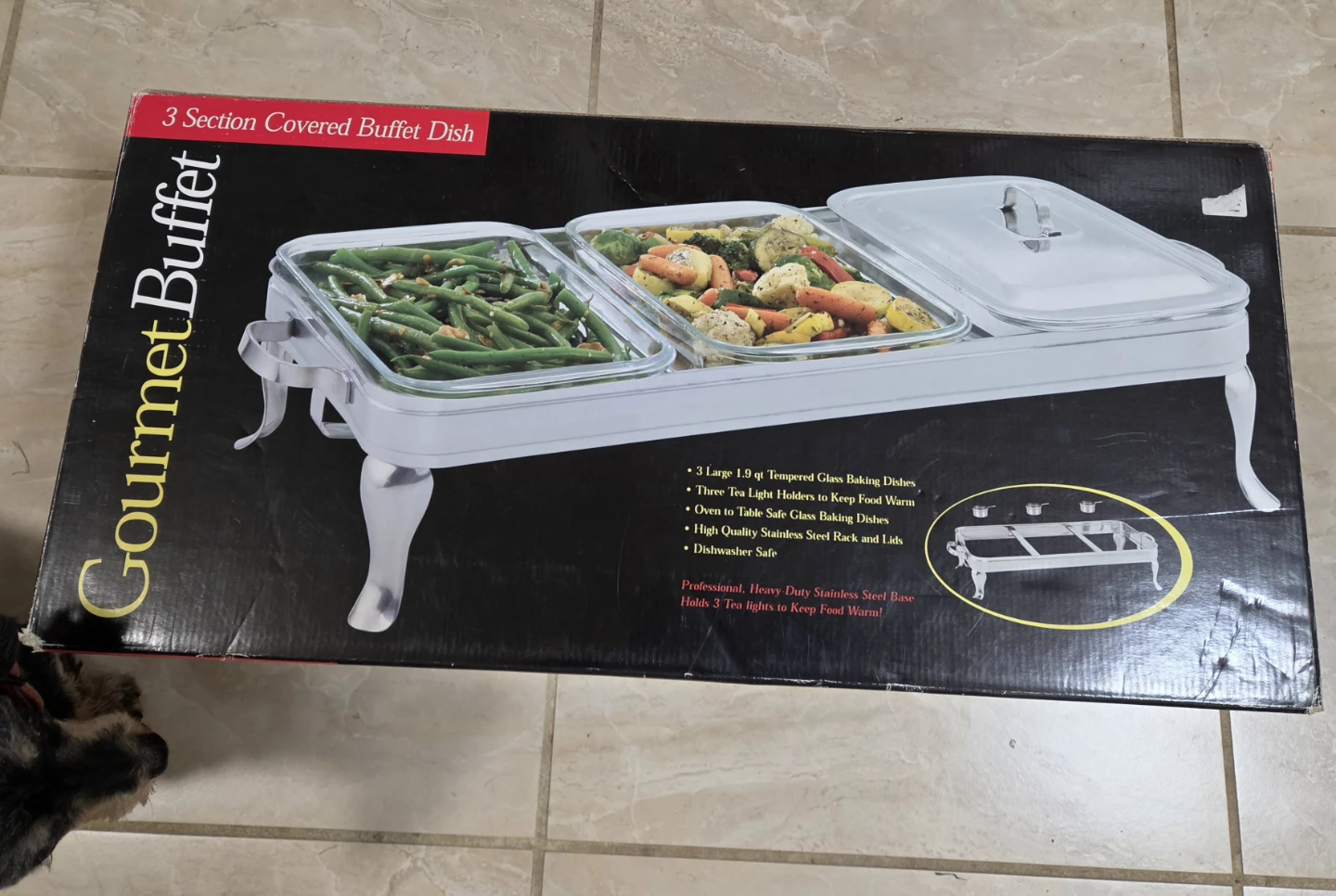 Gourmet Buffet 3-Section Covered Buffet Dish set