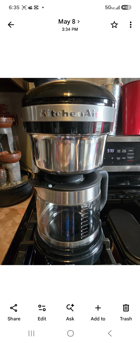 KitchenAid 12 Cup Coffee Maker with Removable Water Tank Black